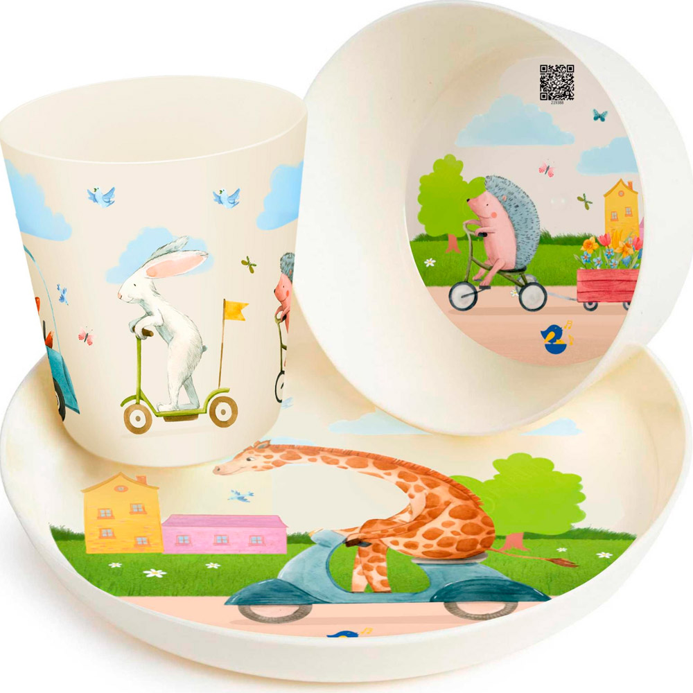 Набор детской посуды Play with Me Busy Animals  (тарелка, миска, стакан 270 мл) LA115612573