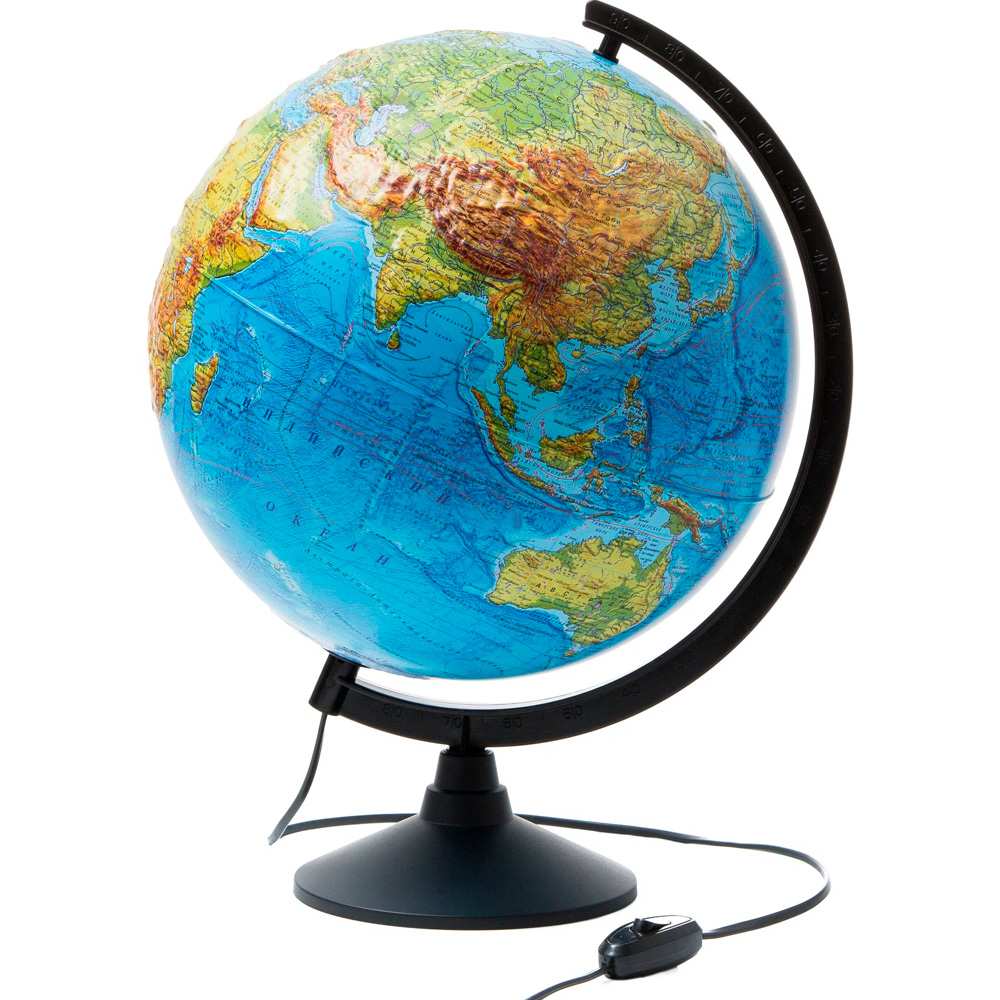 Глобус Земли физический 320мм с подсветкой Рельефный Классик К013200221