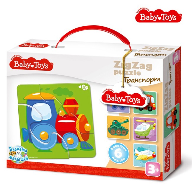 Пазлы макси 18 эл. ЗИГЗАГ Транспорт BABY TOYS 02502