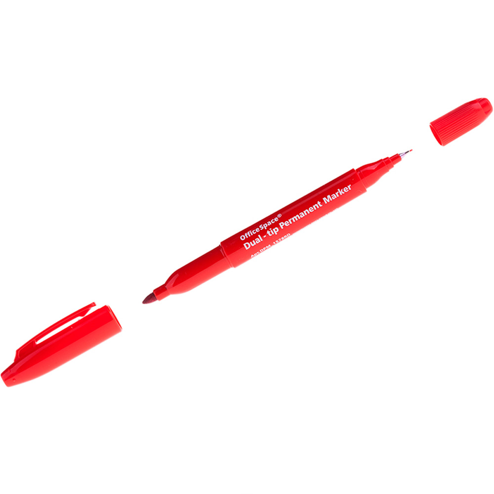 Маркер перманентный двухсторонний OfficeSpace красный, пулевидный, 0,8/2,2мм DPM_1578RD