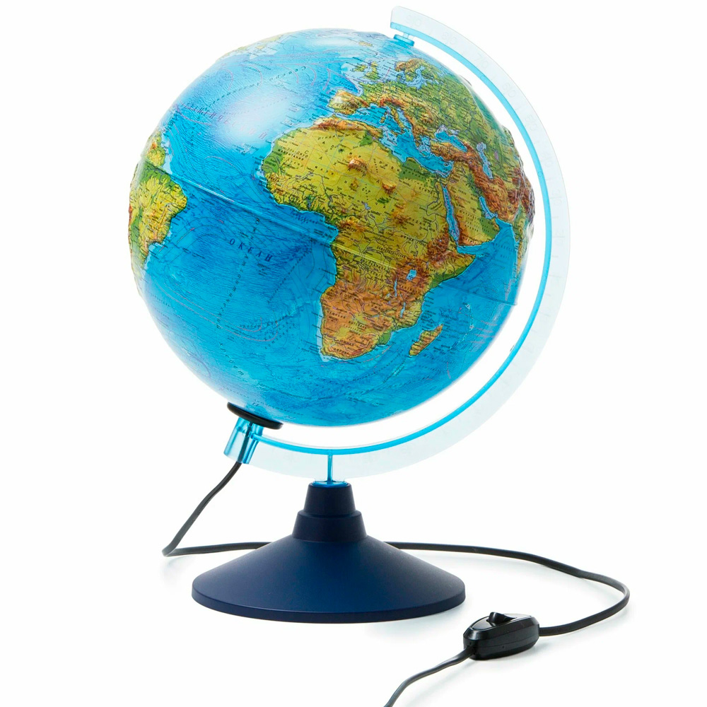 Глобус Земли физико-политический 250мм Рельефный с подсветкой Классик Евро. Ке022500195