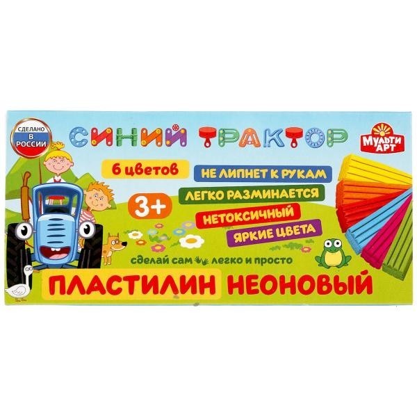 Пластилин 6 цветов Синий трактор неон MODCLAY-NEON-6-90G-BT Пластилин 6 цветов Синий трактор неон MODCLAY-NEON-6-90G-BT