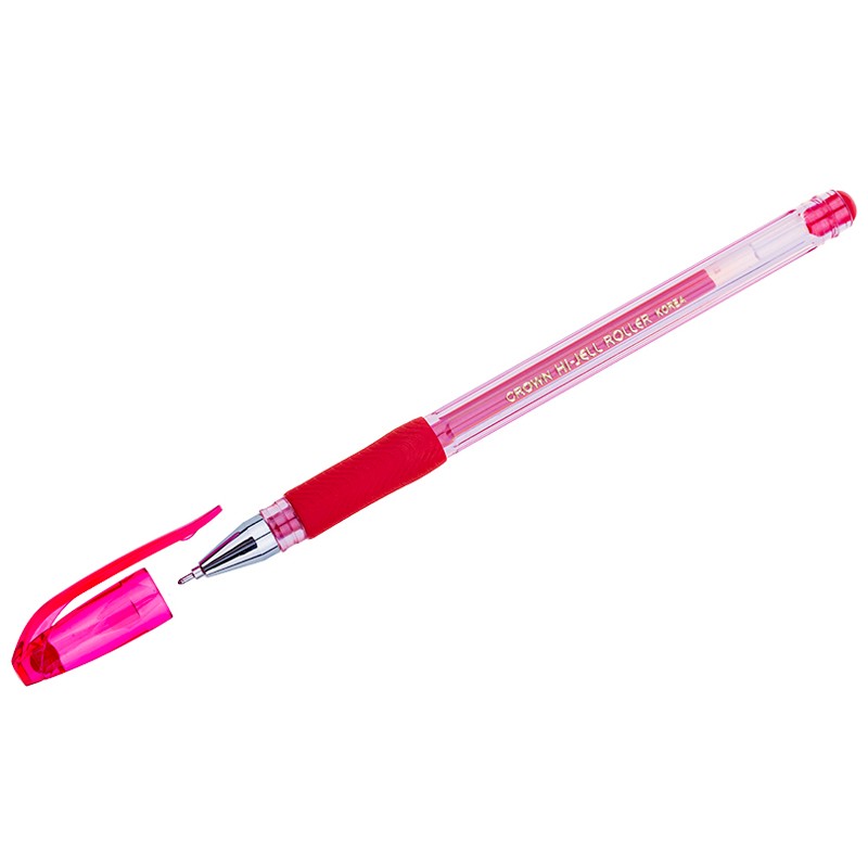 Ручка гелевая красный 0,7мм Crown "Hi-Jell Needle Grip" игольчатый стержень HJR-500RNB