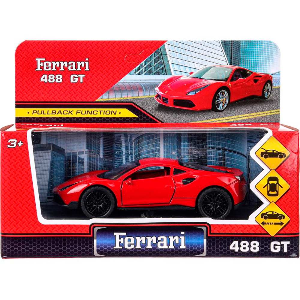 Модель 2210C0139-R3 Ferrary 488 gtb 12 см, двери, багажник, инерция Технопарк в коробке Модель 2210C0139-R3 Ferrary 488 gtb 12 см, двери, багажник, инерция Технопарк в коробке