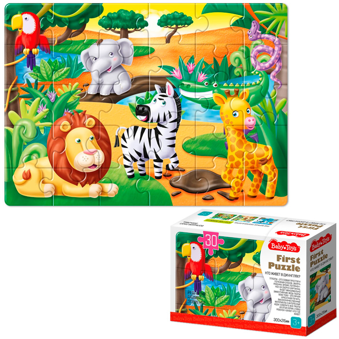 Пазл 30 First Puzzle Кто живет в Джунглях Baby Toys 04187