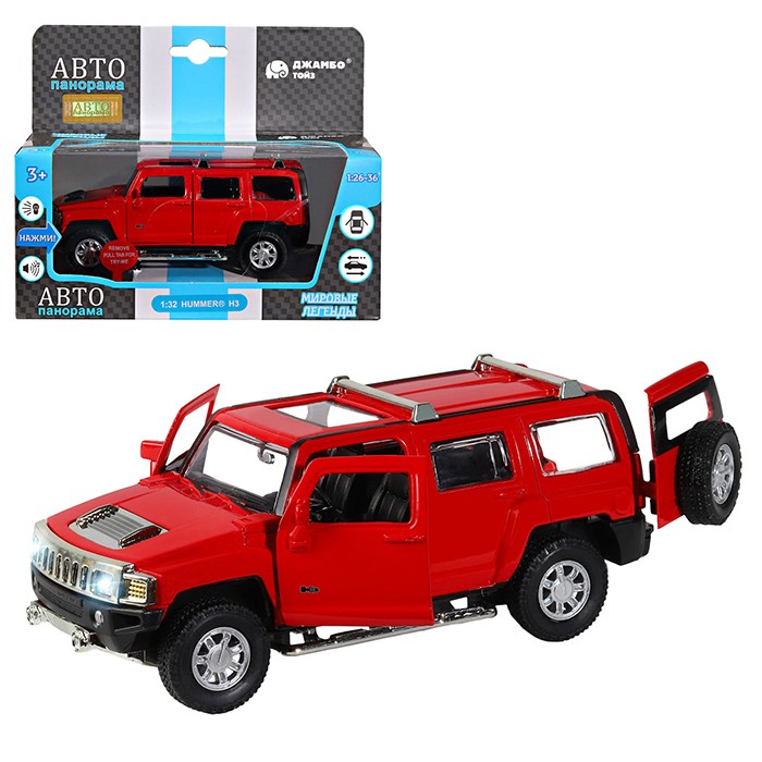 Модель 1:32 Hummer H3, красный 1251293JB Автопанорама