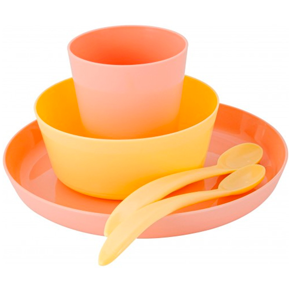 Набор детской посуды Lalababy Follow Me (тарелка, миска, стаканчик, 2 ложки) персиковая карамель LA1